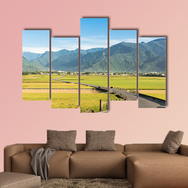 Rural scenery of paddy farm and country road in Chishang canvas wall art