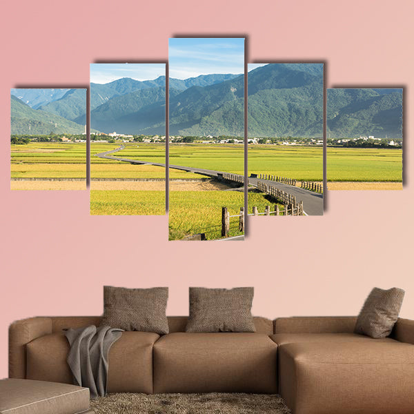 Rural scenery of paddy farm and country road in Chishang canvas wall art