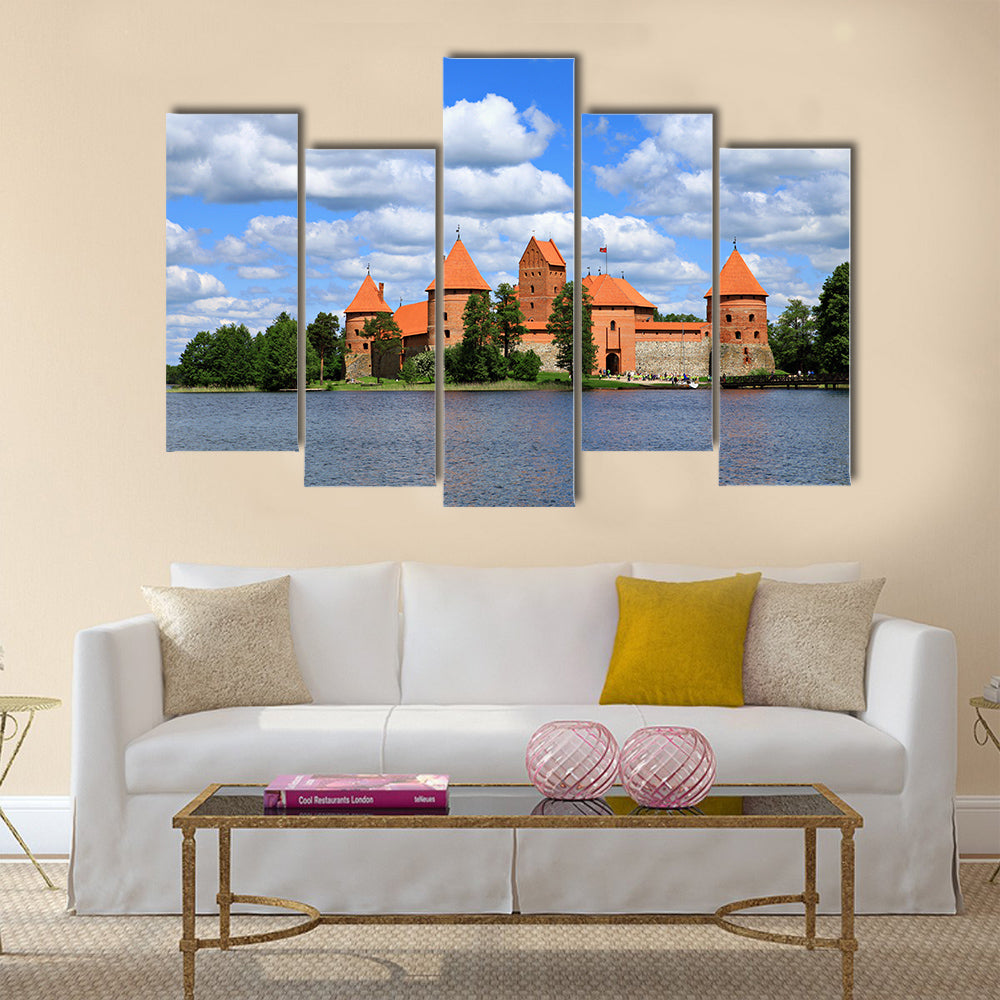 Island castle in Trakai Multi panel canvas wall art