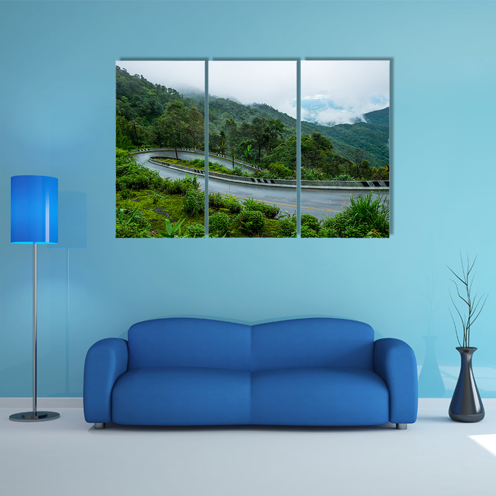 Most beautiful view of Curved road multi panel canvas wall art