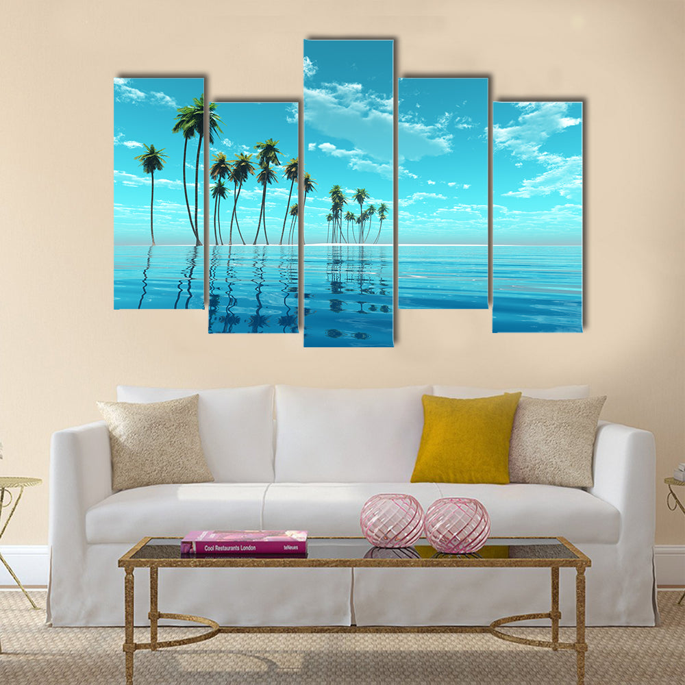 coconut island at turquoise tropic sea multi panel canvas wall art