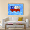 illustration of waving Chilean Flag on blue sky Multi panel canvas wall art