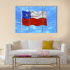 illustration of waving Chilean Flag on blue sky Multi panel canvas wall art