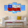 illustration of waving Chilean Flag on blue sky Multi panel canvas wall art