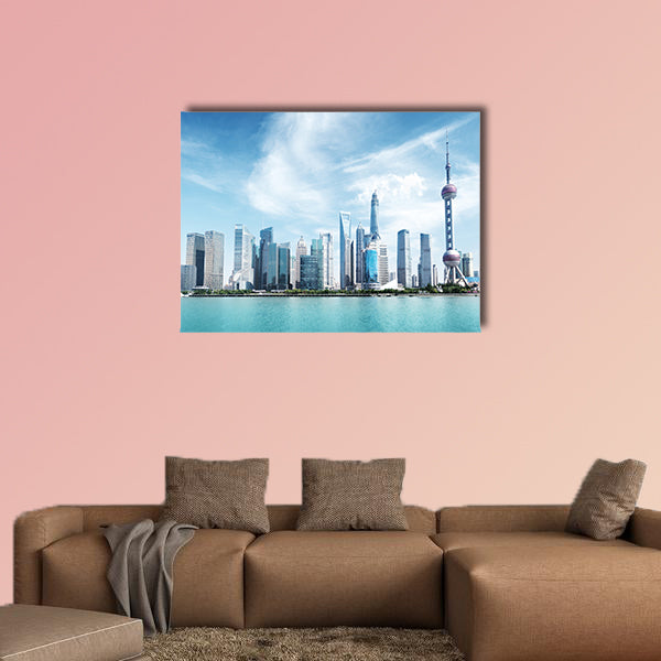 Shanghai skyline and sunny day Multi panel canvas wall art