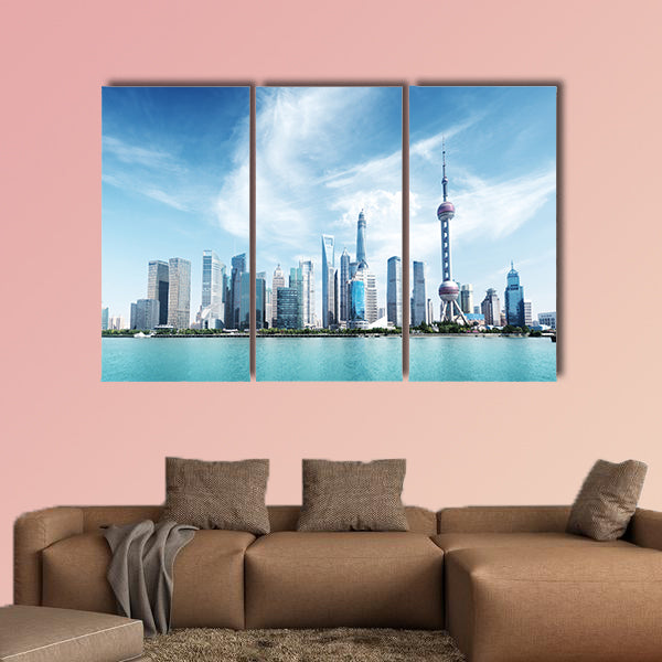 Shanghai skyline and sunny day Multi panel canvas wall art