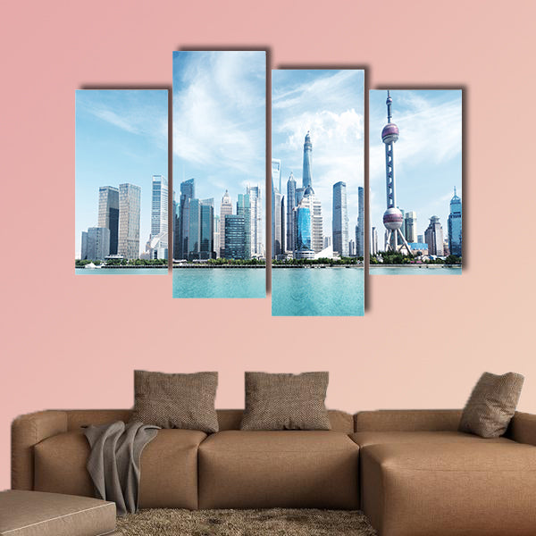 Shanghai skyline and sunny day Multi panel canvas wall art