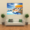 Colorful Aqua park Constructions in Swimming-pool Multi panel Canvas Wall Art