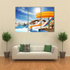 Colorful Aqua park Constructions in Swimming-pool Multi panel Canvas Wall Art