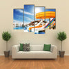 Colorful Aqua park Constructions in Swimming-pool Multi panel Canvas Wall Art