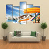 Colorful Aqua park Constructions in Swimming-pool Multi panel Canvas Wall Art