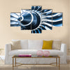 Blue tone jet engine blades closeup multi panel canvas wall art