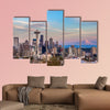 Seattle downtown skyline and Mt Rainier at sunset wall art