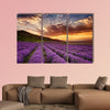 Stunning landscape with lavender field at sunrise multi panel canvas wall art