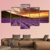 Stunning landscape with lavender field at sunrise multi panel canvas wall art