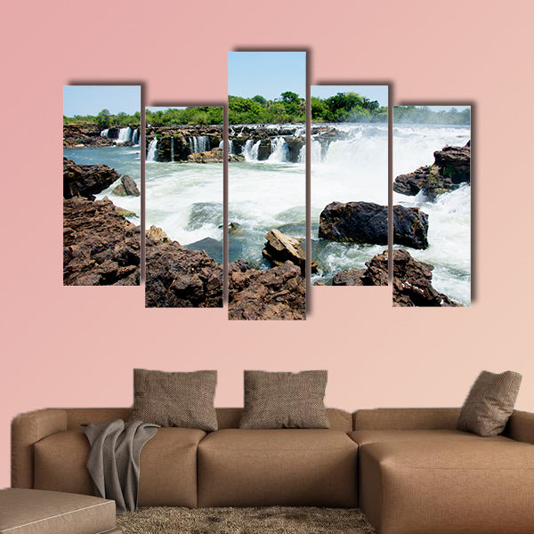 Sioma Falls in the Zambezi River, Zambia, Africa multi panel canvas wall art
