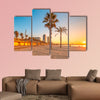 Barceloneta Beach in Barcelona with colorful sky at sunrise Multi panel canvas wall art