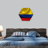 Flag of Colombia on satin texture hexagonal canvas wall art