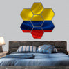 Flag of Colombia on satin texture hexagonal canvas wall art