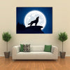 Halloween Night Background with Wolf and Moon, Illustration. Multi Panel Canvas Wall Art