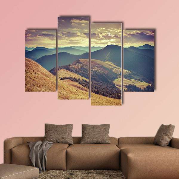 Colorful autumn landscape in mountains multi panel canvas wall art