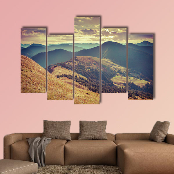 Colorful autumn landscape in mountains multi panel canvas wall art