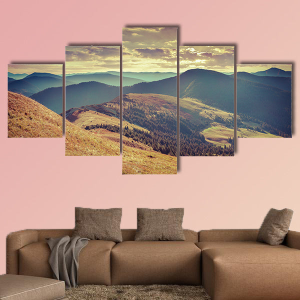 Colorful autumn landscape in mountains multi panel canvas wall art