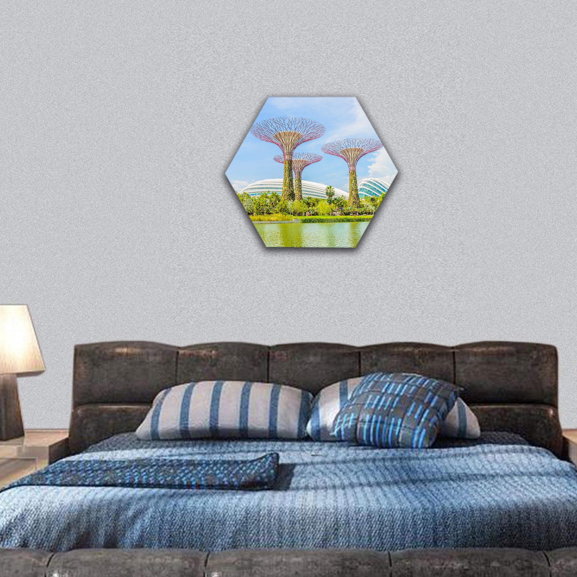 Garden by the bay at singapore hexagonal canvas wall art