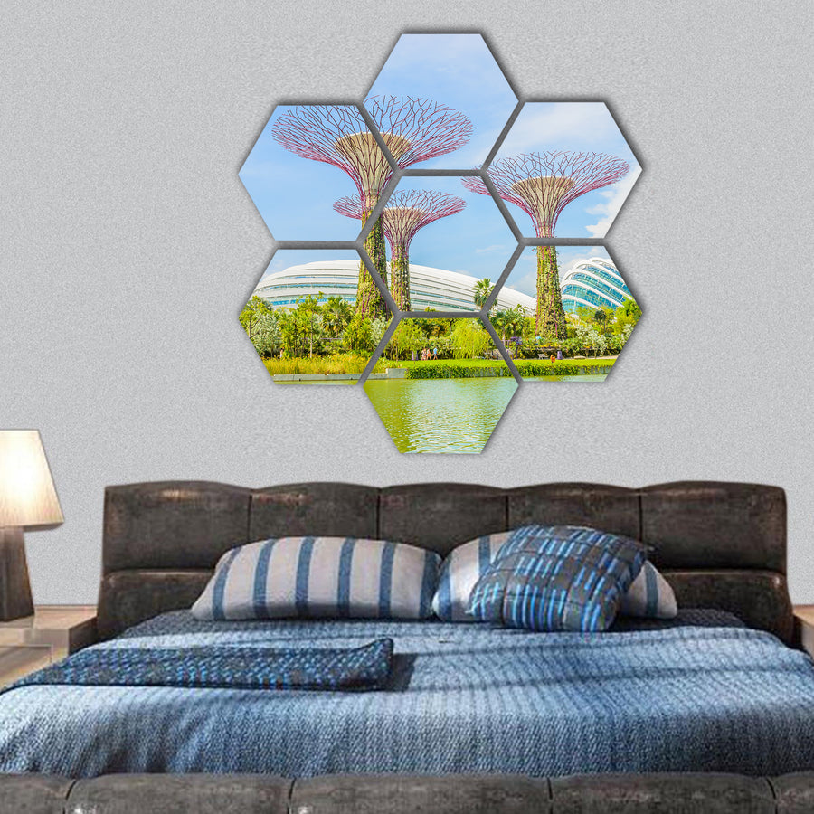 Garden by the bay at singapore hexagonal canvas wall art