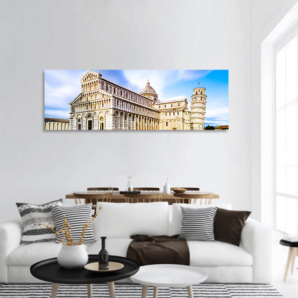 Piazza dei Miracoli complex with leaning tower of Pisa Italy panoramic canvas wall art