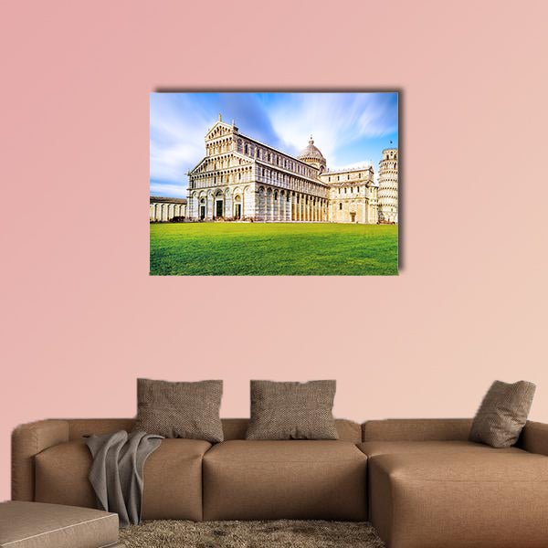 Piazza dei Miracoli complex with the leaning tower in Italy multi panel canvas wall art