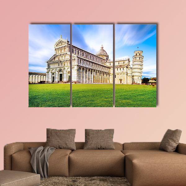 Piazza dei Miracoli complex with the leaning tower in Italy multi panel canvas wall art
