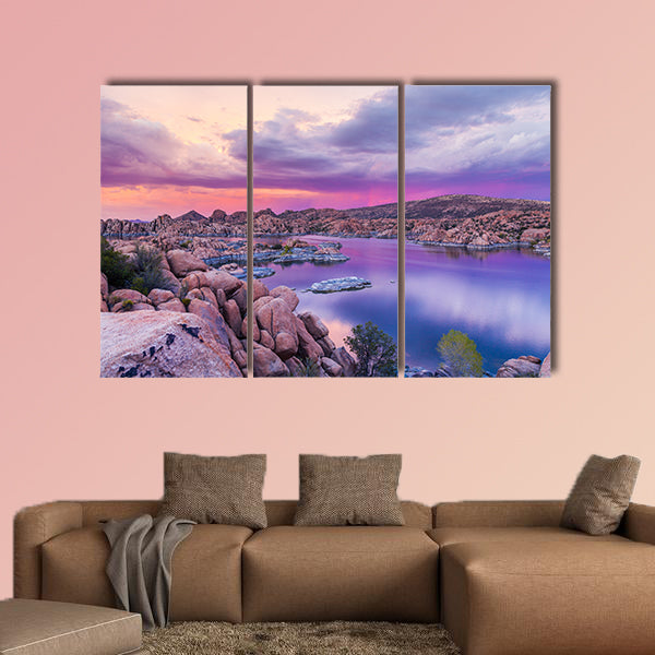 Watson Lake Prescott Arizona Sunset multi panel canvas wall art