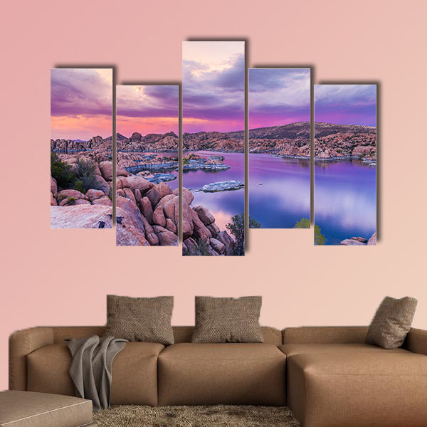 Watson Lake Prescott Arizona Sunset multi panel canvas wall art