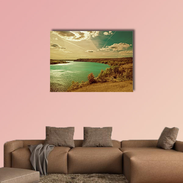 Autumn riverside landscape multi panel canvas wall art