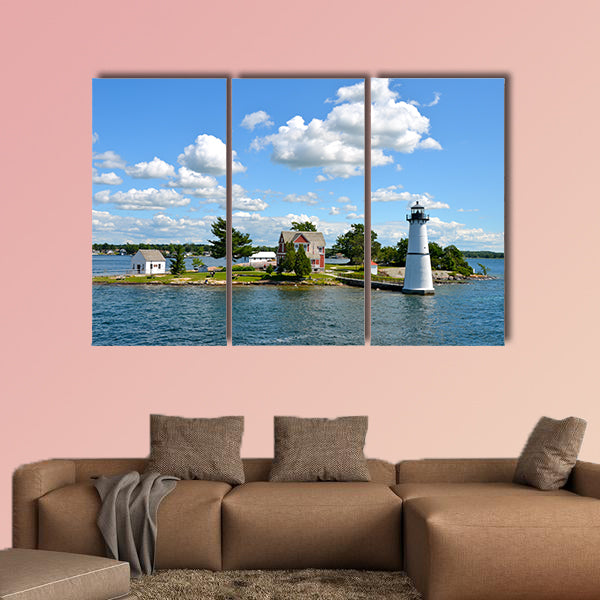 One Island in Thousand Islands Region in fall of New York State, USA multi panel canvas wall art