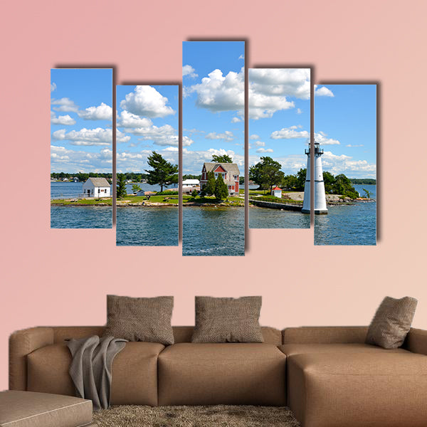 One Island in Thousand Islands Region in fall of New York State, USA multi panel canvas wall art