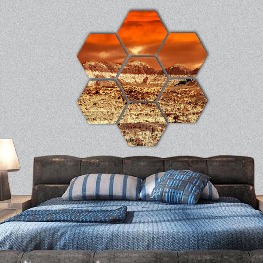 Base on Mars Abstract natural design hexagonal canvas wall art