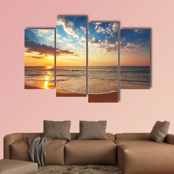 Beautiful cloudscape over the sea, sunrise shot Multi panel canvas wall art