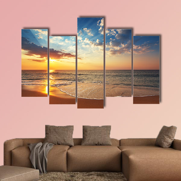 Beautiful cloudscape over the sea, sunrise shot Multi panel canvas wall art