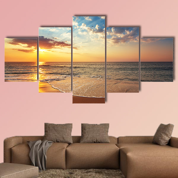 Beautiful cloudscape over the sea, sunrise shot Multi panel canvas wall art