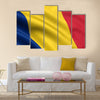 3d rendered and waving flag of Romania Chad Multi panel canvas wall art