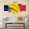 3d rendered and waving flag of Romania Chad Multi panel canvas wall art