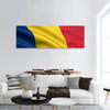 3d rendered and waving flag of Romania / chad panoramic canvas wall art