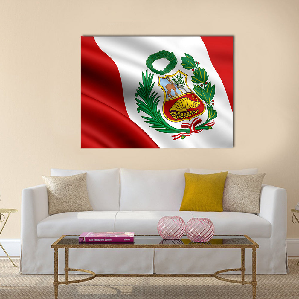 3d rendered and waving flag of Peru multi panel canvas wall art