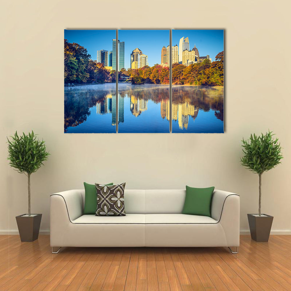 Atlanta, Georgia, USA midtown skyline from Piedmont Park Multi panel canvas wall art