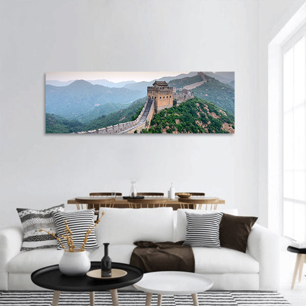 Great Wall of China. Unrestored sections at Jinshanling panoramic canvas wall art