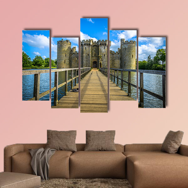 Historic Bodiam Castle and moat in East Sussex, England multi panel canvas wall art