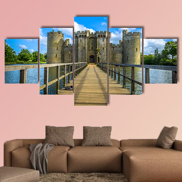 Historic Bodiam Castle and moat in East Sussex, England multi panel canvas wall art