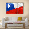 Chile Flag with a vintage and old look Multi panel canvas wall art